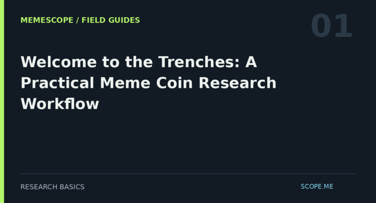 MemeScope field guide 01: Welcome to the Trenches: A Practical Meme Coin Research Workflow