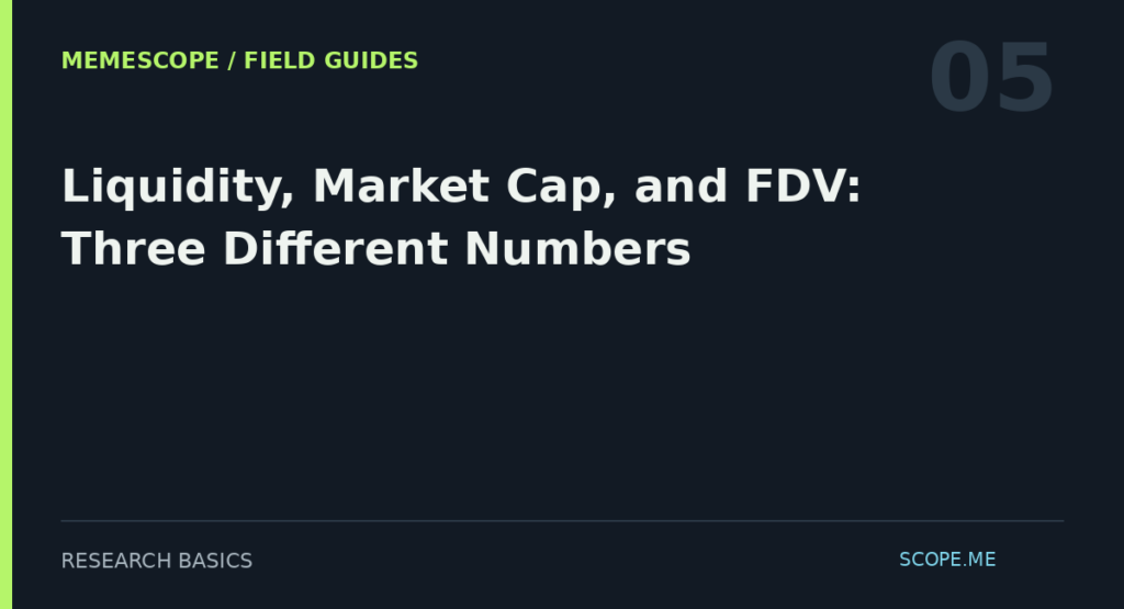 MemeScope field guide 05: Liquidity, Market Cap, and FDV: Three Different Numbers