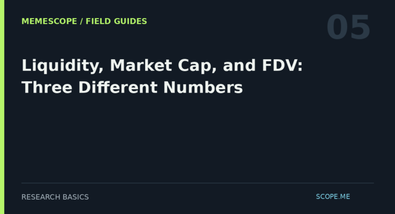 MemeScope field guide 05: Liquidity, Market Cap, and FDV: Three Different Numbers