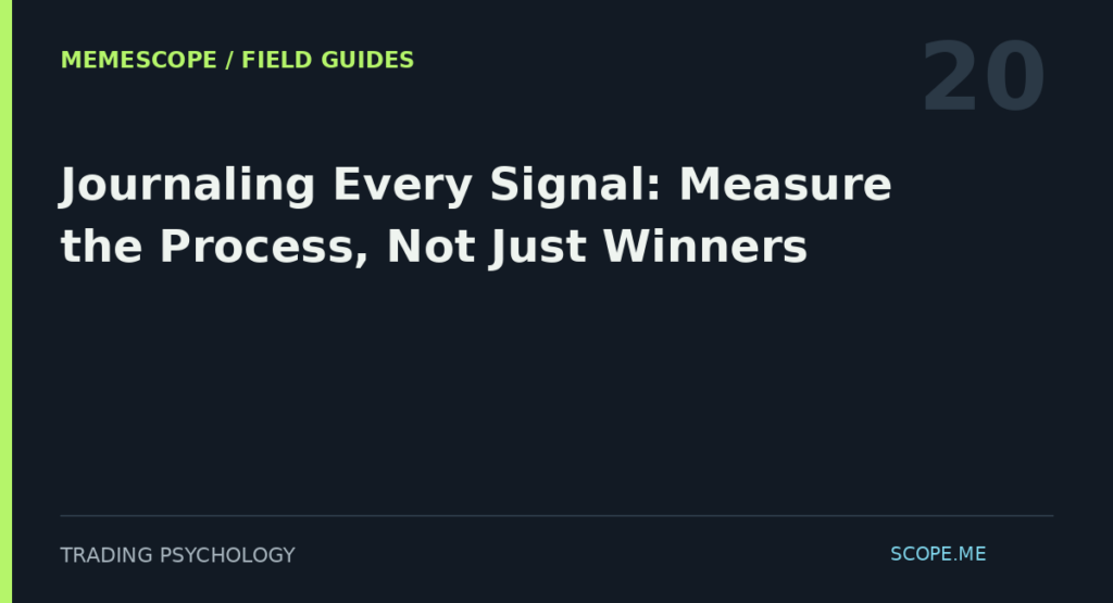 MemeScope field guide 20: Journaling Every Signal: Measure the Process, Not Just Winners